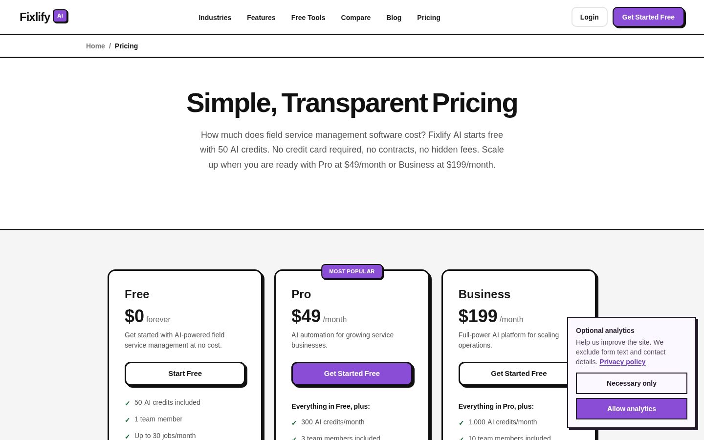 Fixlify AI Pricing