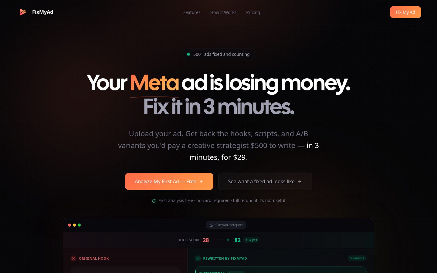 FixMyAd Homepage