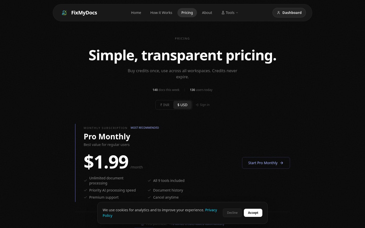 FixMyDocs Pricing