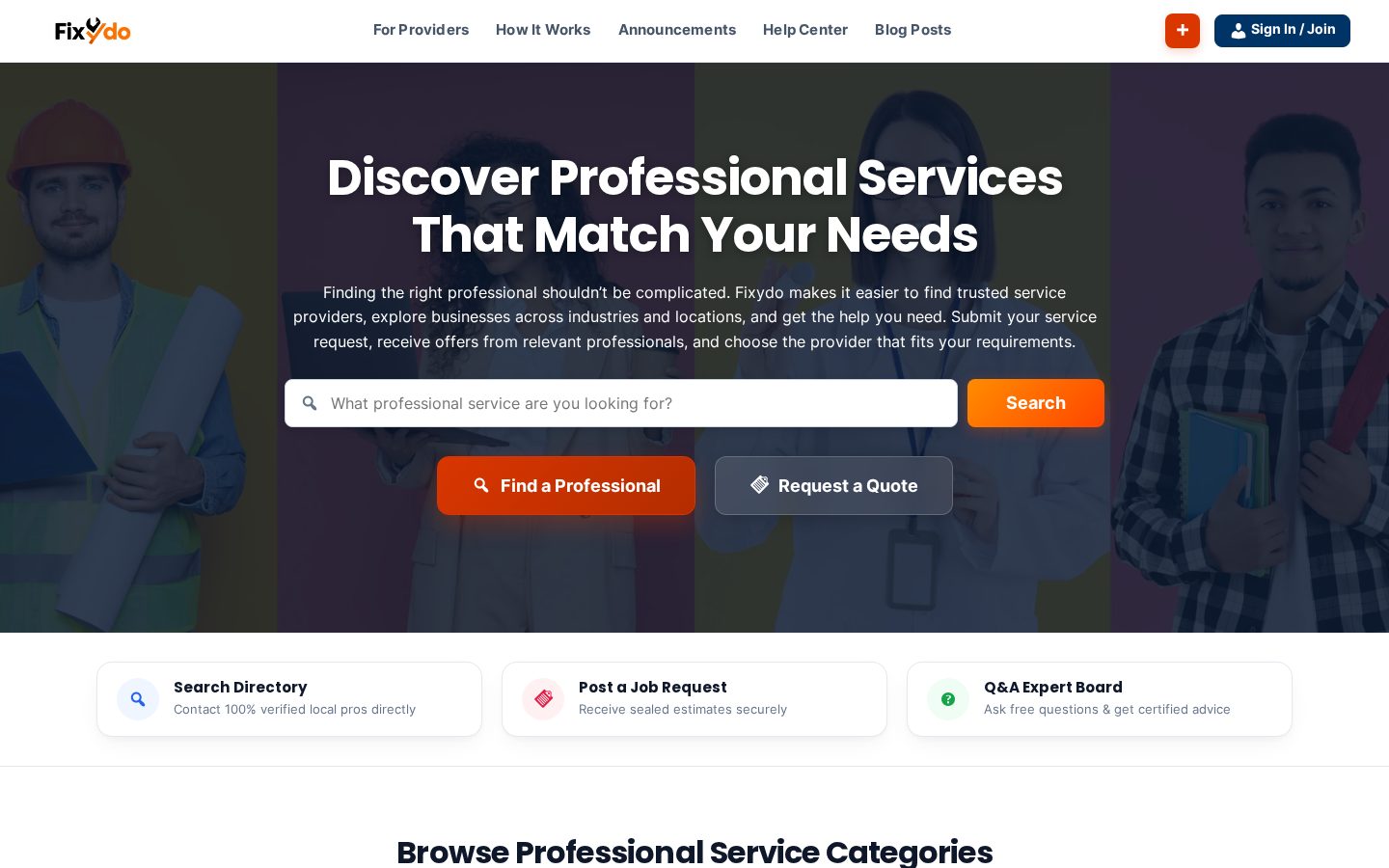 Fixydo Homepage