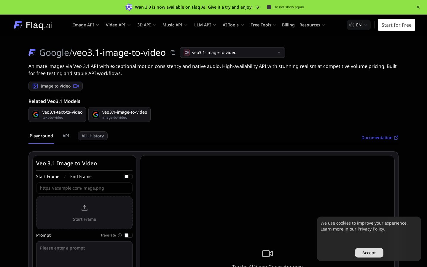 Flaq AI Veo3.1 Homepage