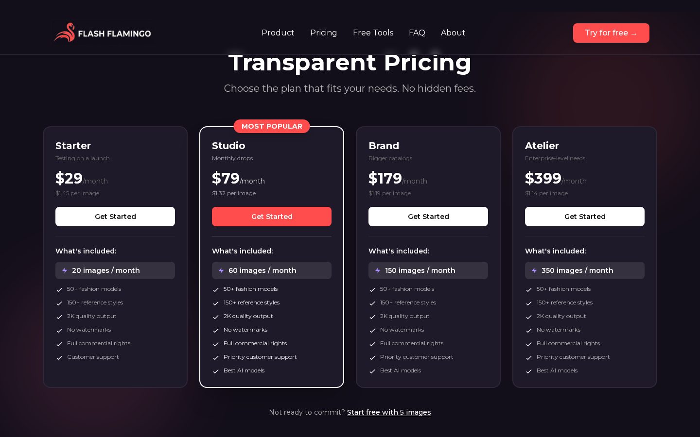 Flash Flamingo Pricing
