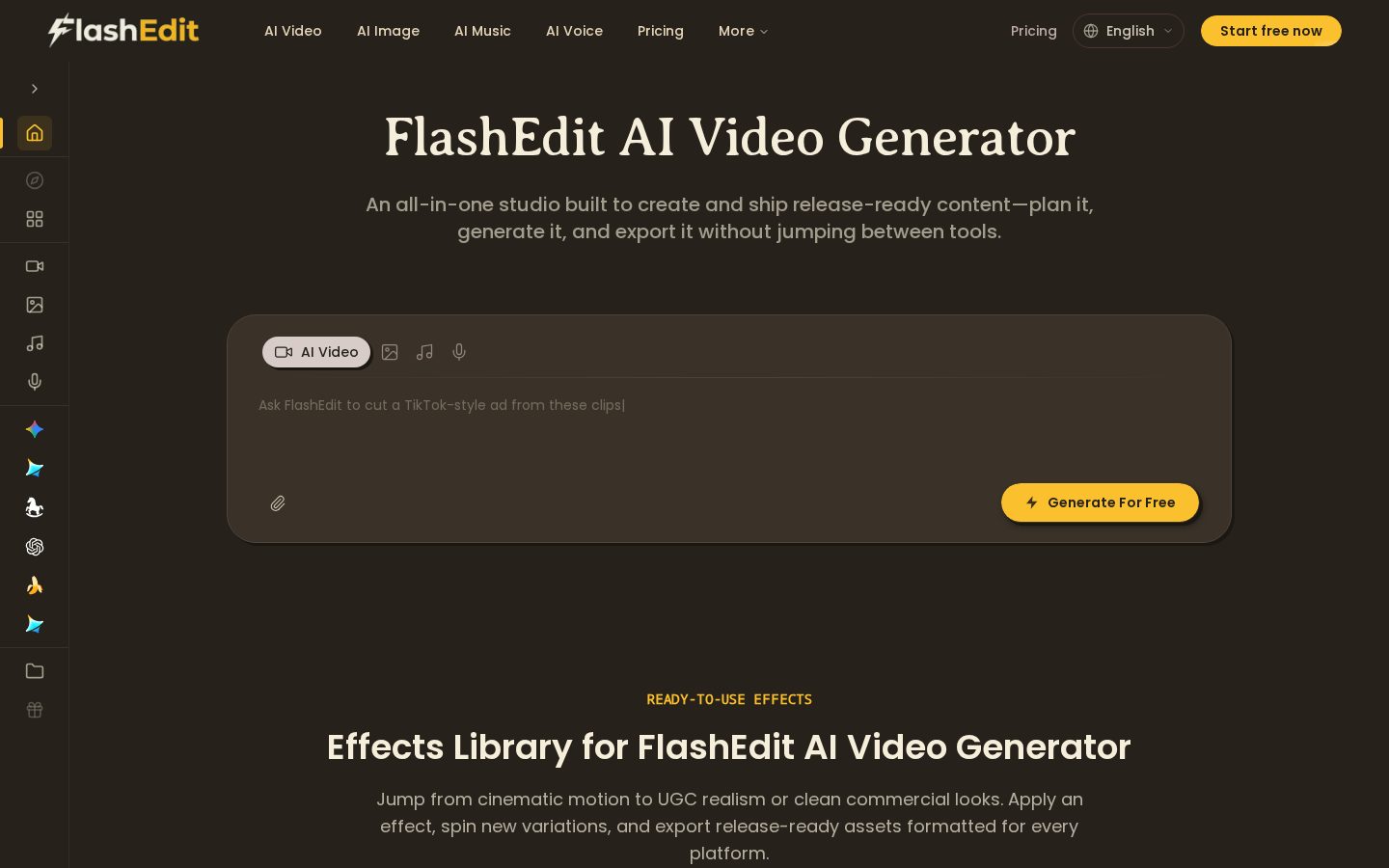 FlashEdit AI Homepage