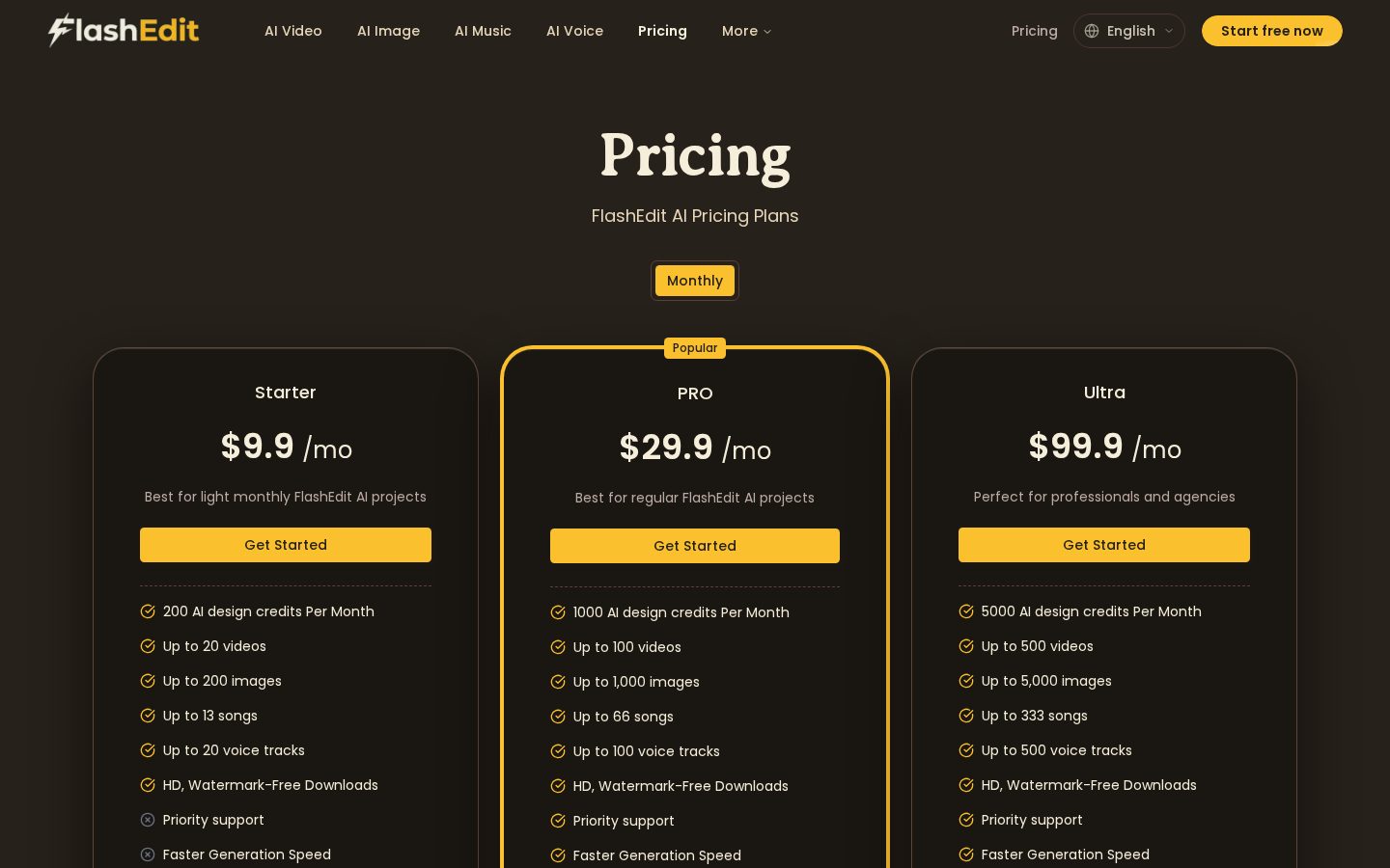 FlashEdit AI Pricing