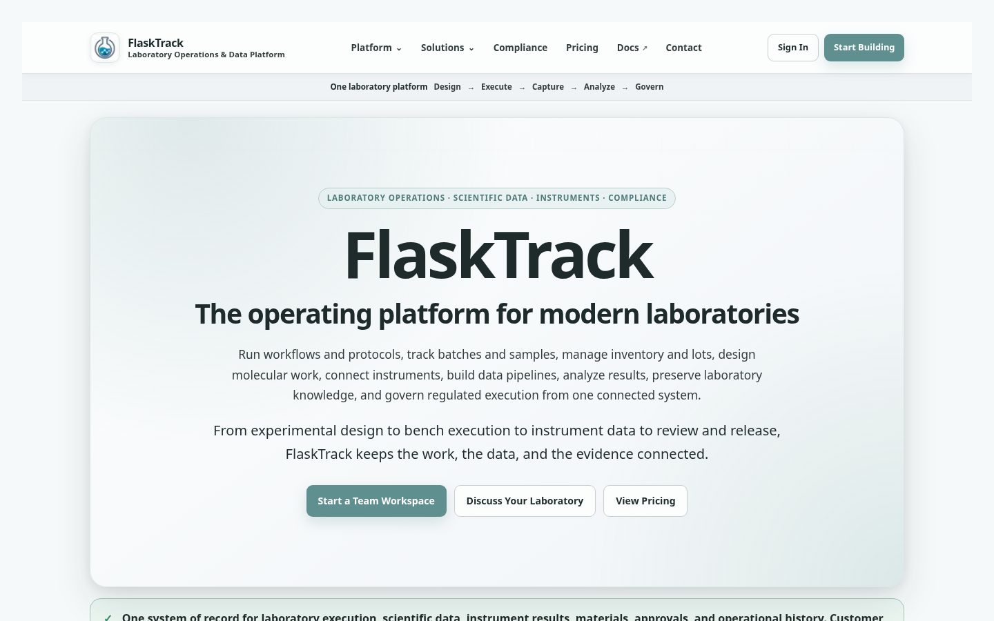 FlaskTrack Homepage