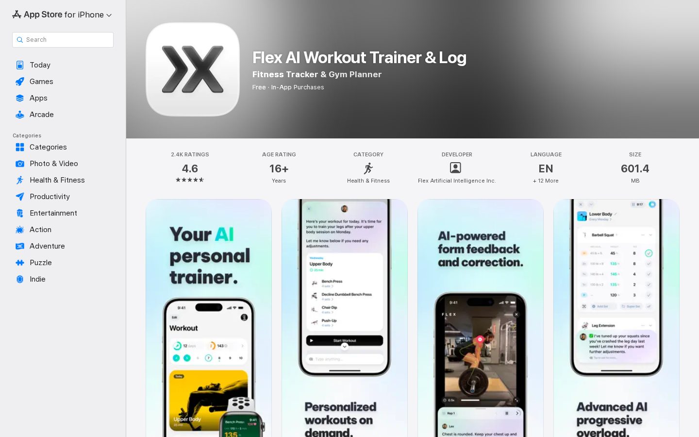 Flex AI: Your AI Personal Trainer Homepage