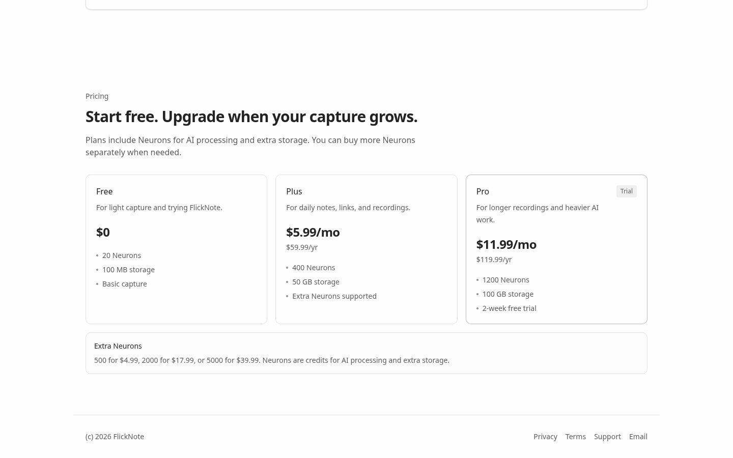 FlickNote - AI Voice Assistant Pricing