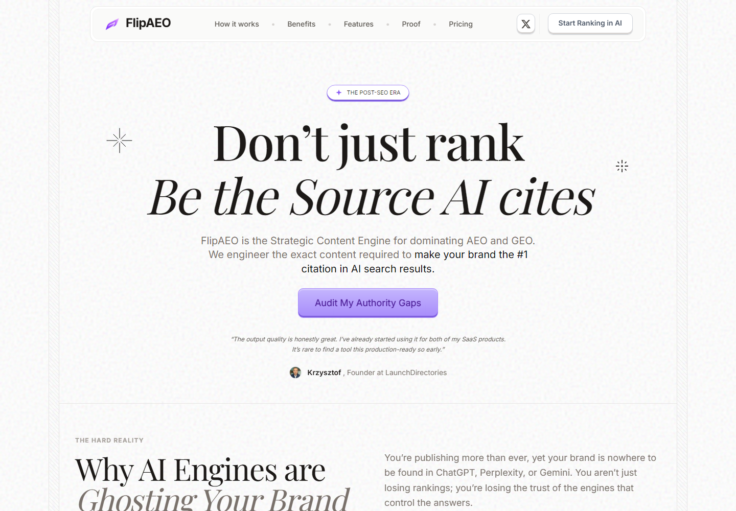FlipAEO homepage