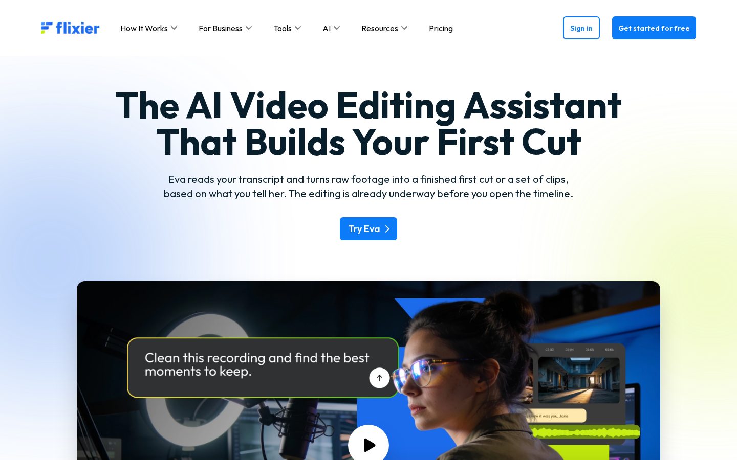 Flixier Edit by Transcript Homepage