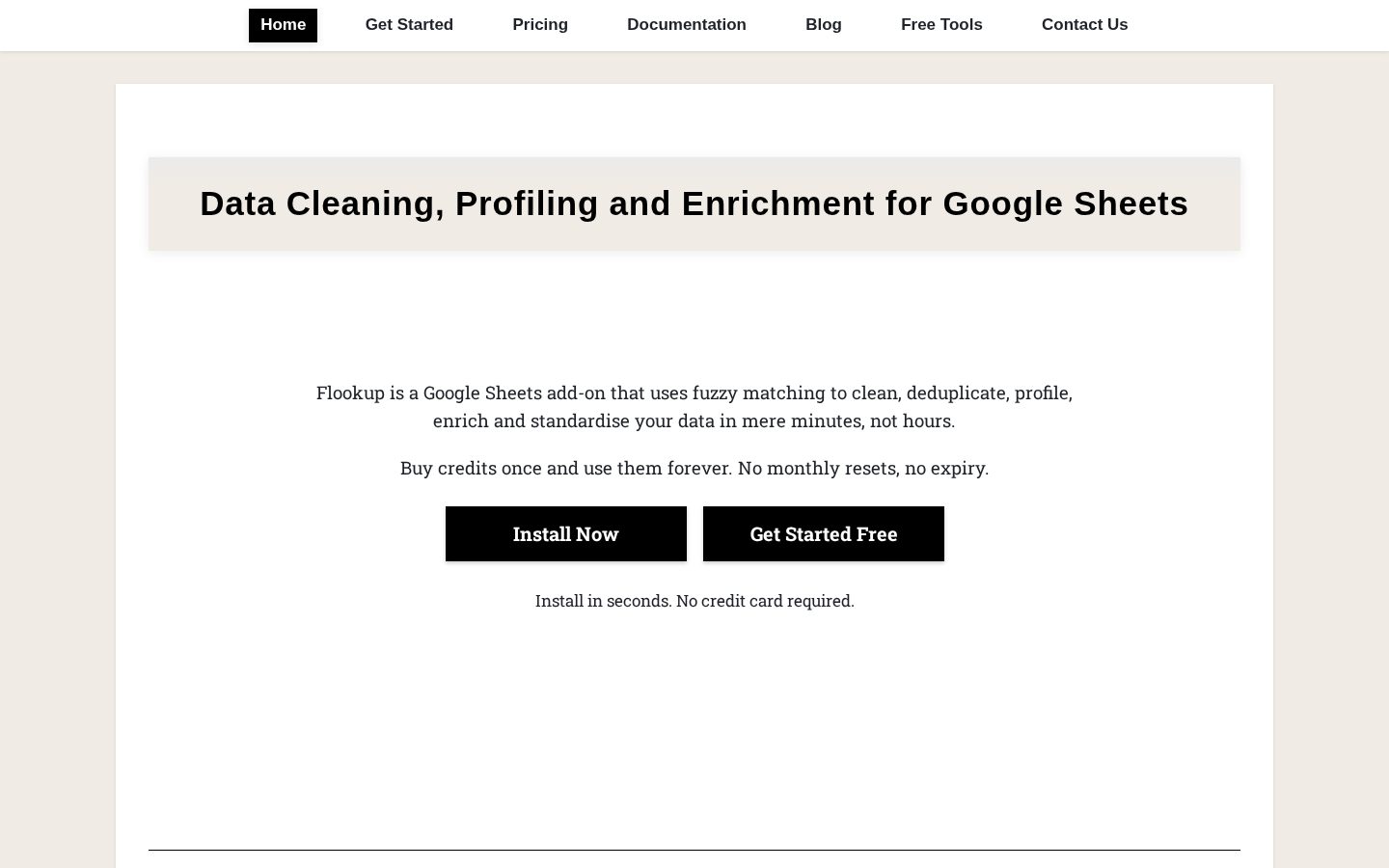 Flookup Data Wrangler Homepage