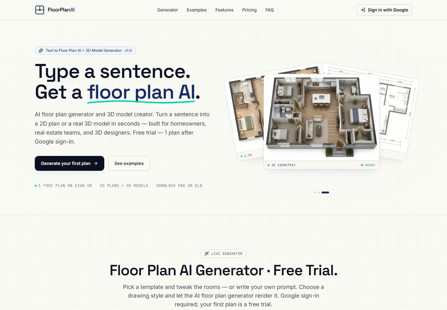 Floor Plan AI Generator homepage