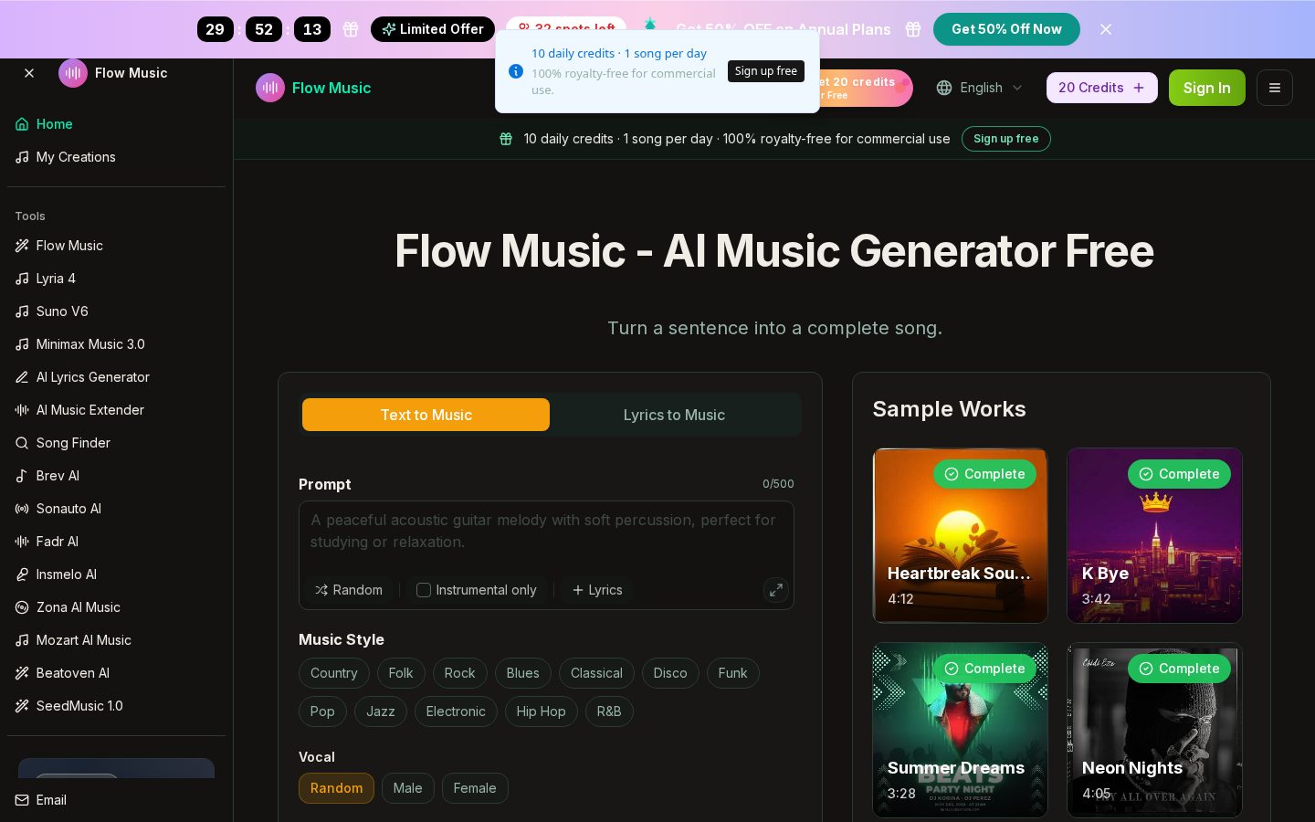 Flow Music AI Homepage