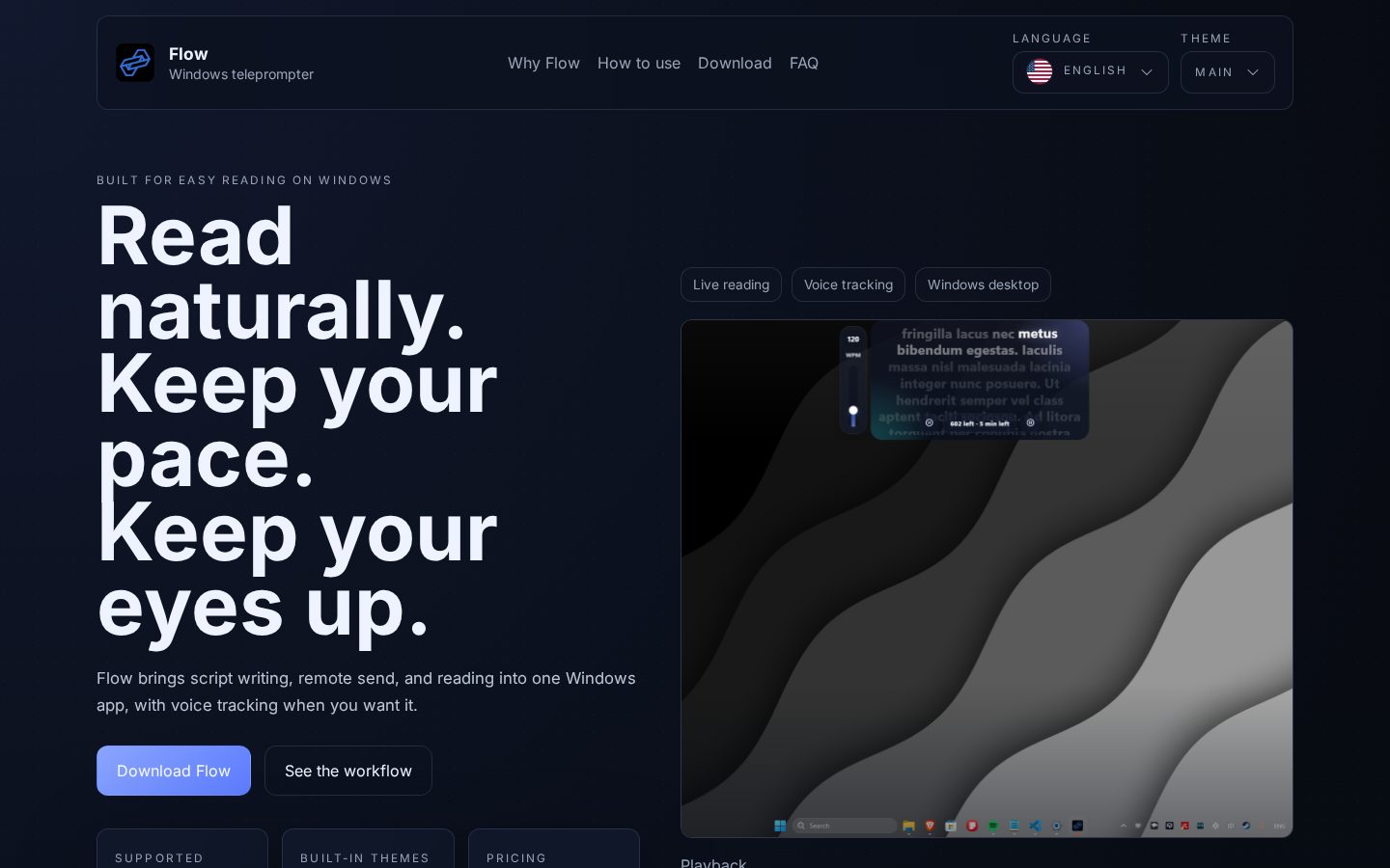 Flow Teleprompter Homepage