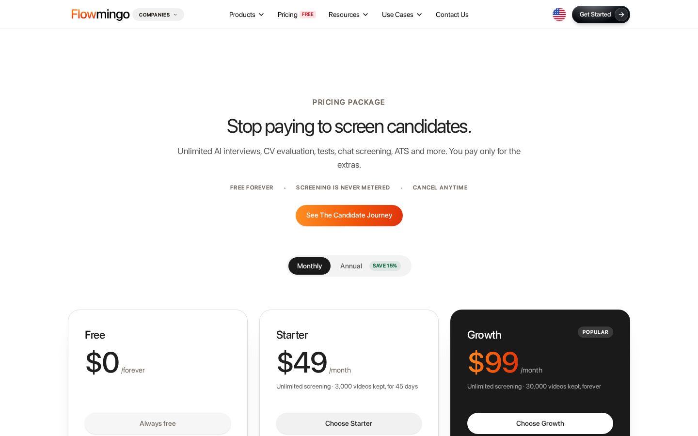 Flowmingo, AI Interviewer Pricing