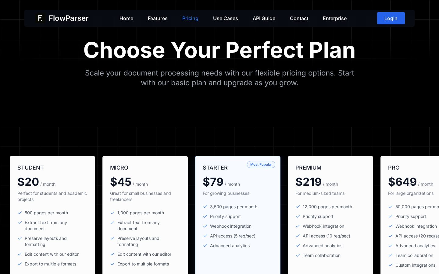 FlowParser Pricing