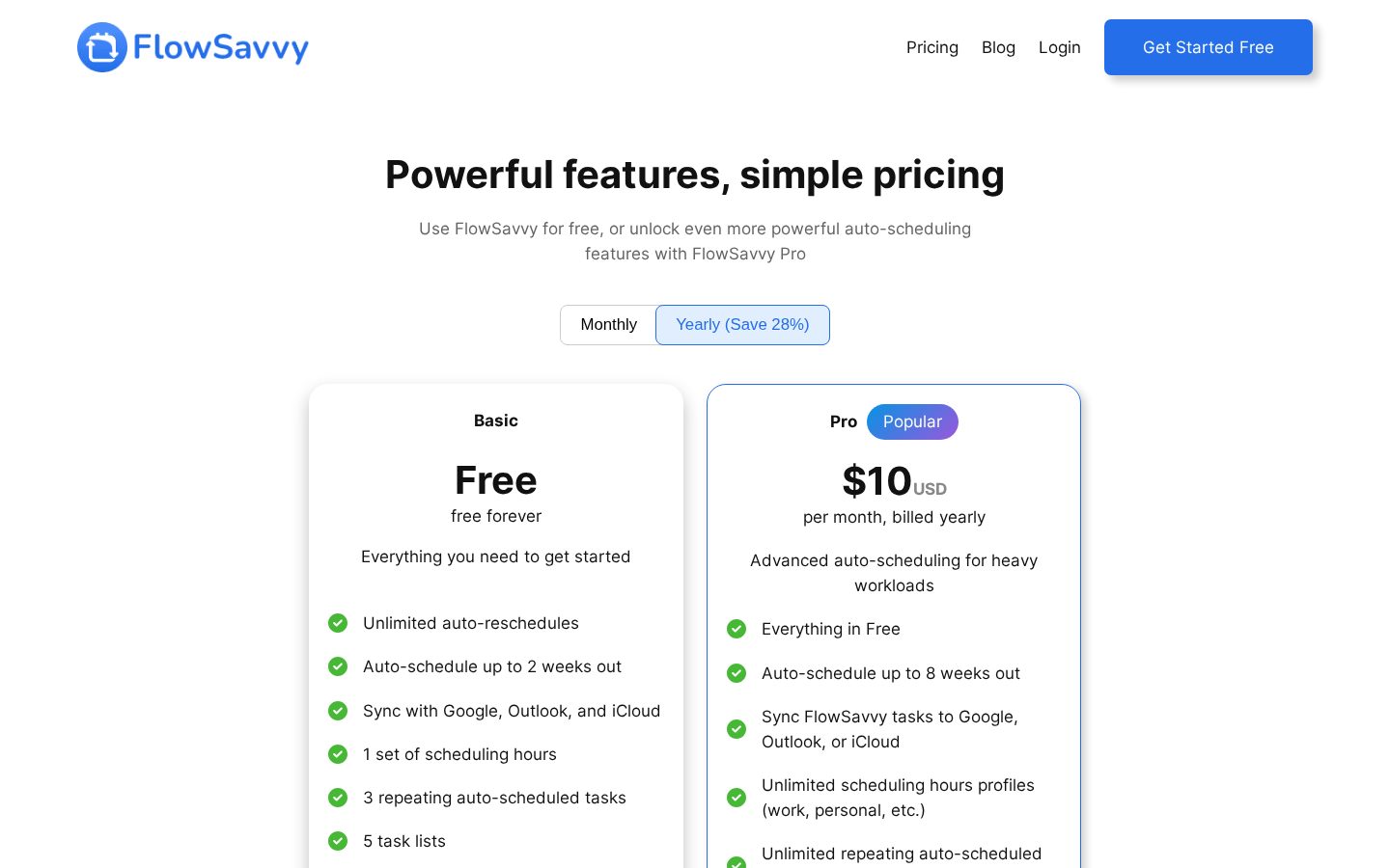 FlowSavvy Pricing