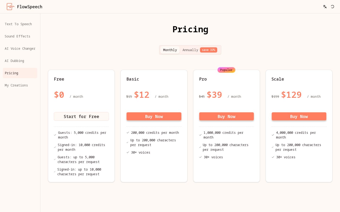 FlowSpeech Pricing