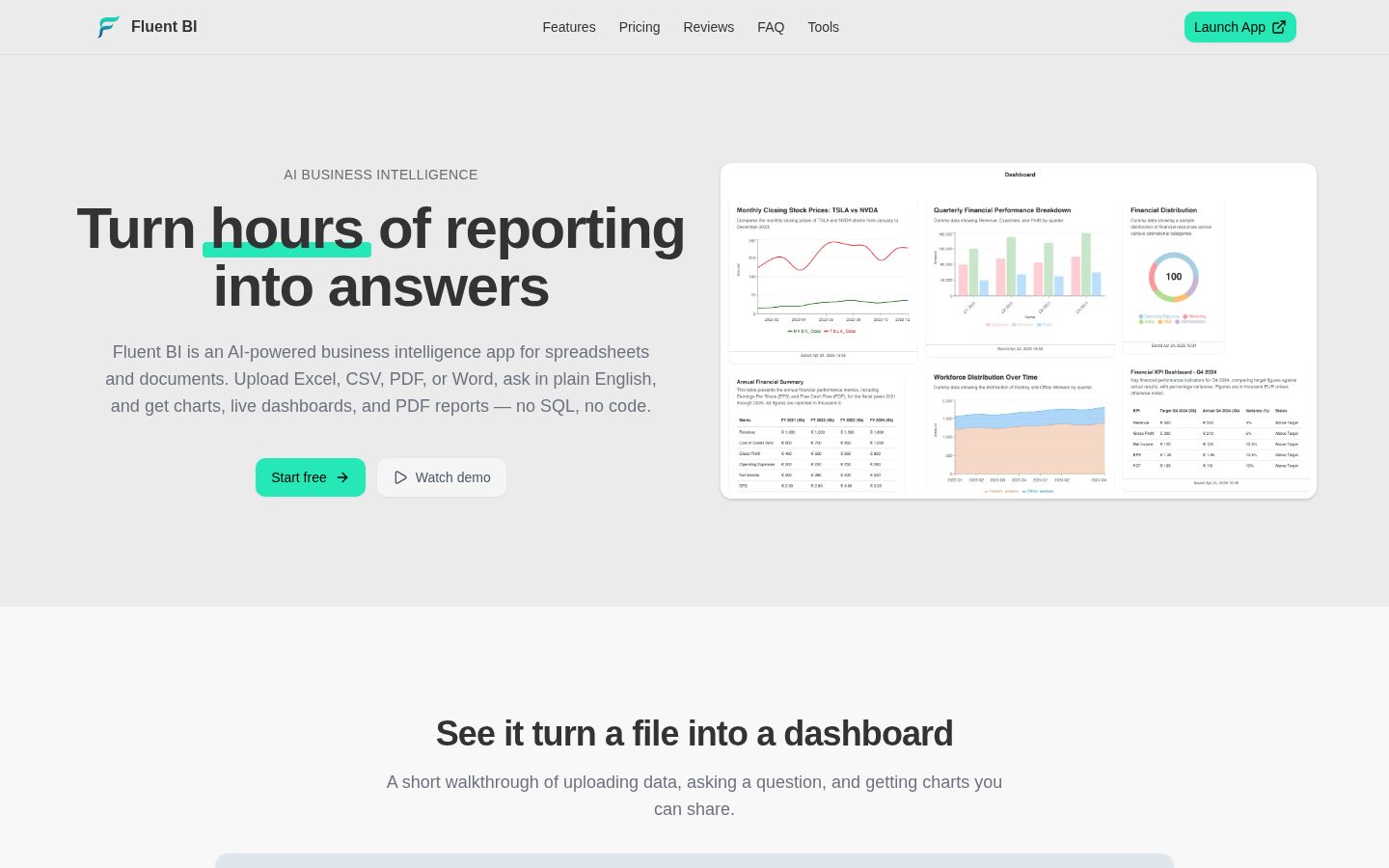 Fluent BI Homepage