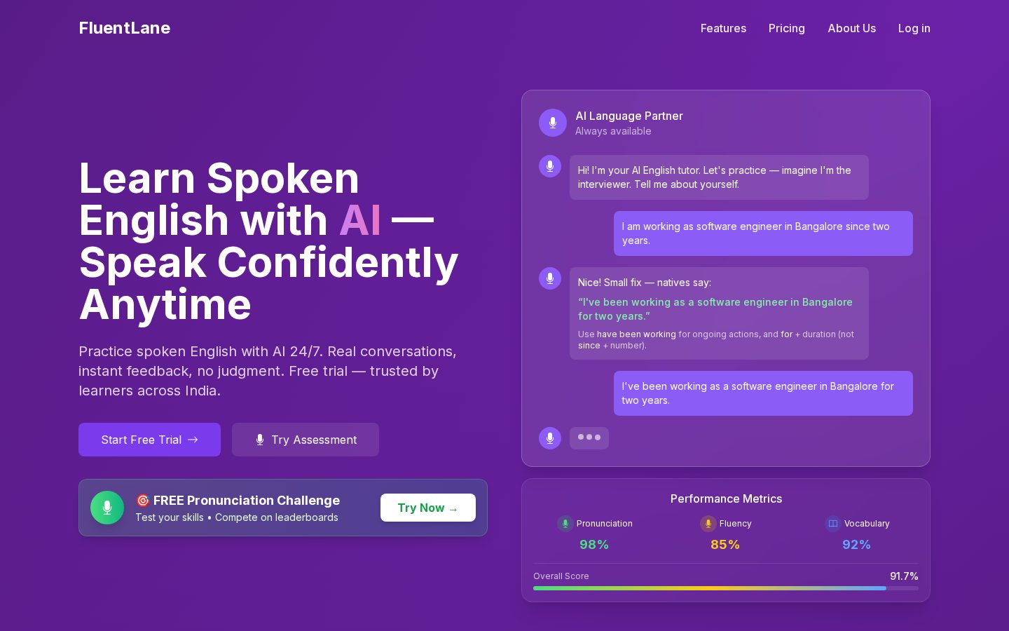 FluentLane Homepage
