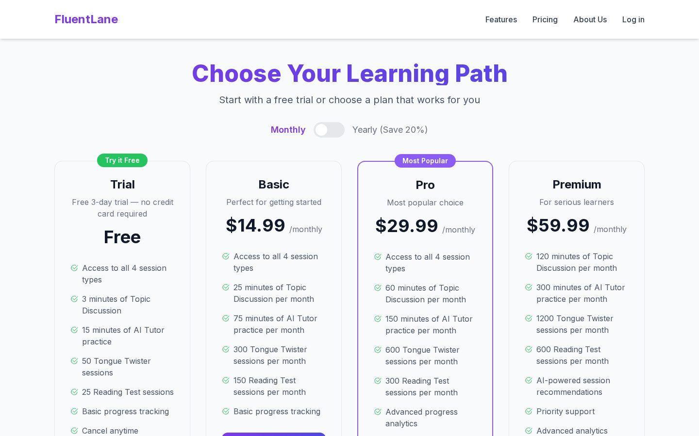 FluentLane Pricing