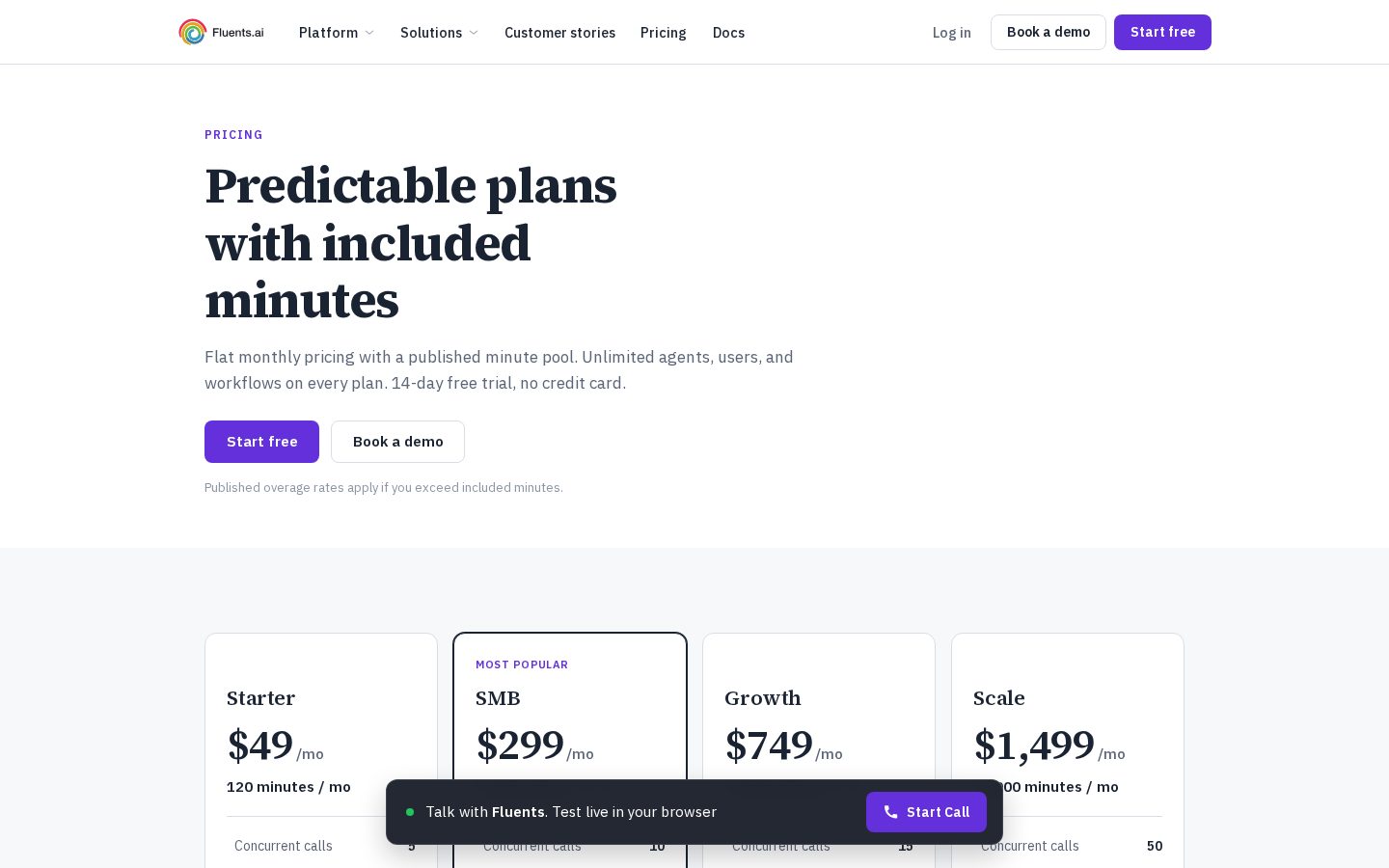 Fluents Pricing