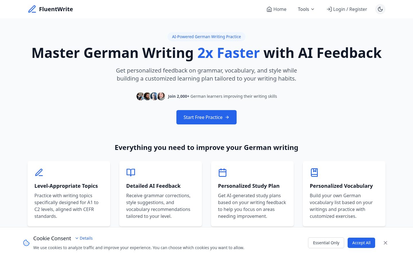 FluentWrite Homepage