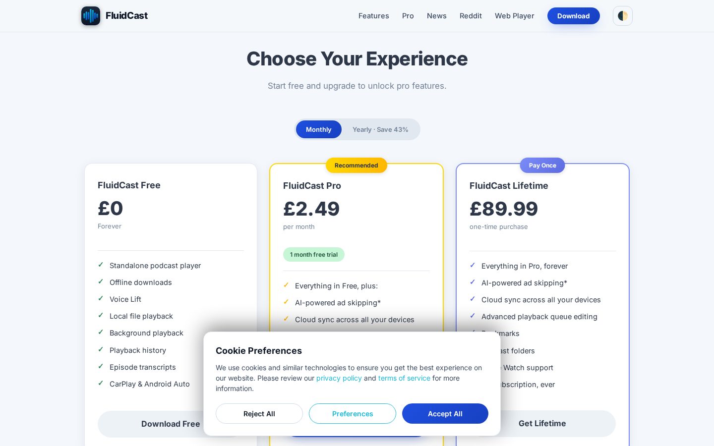 FluidCast Pricing