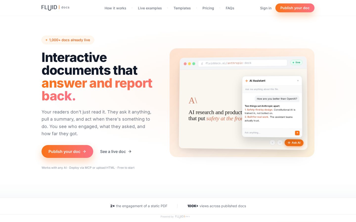 FluidDocs Deck Builder Homepage