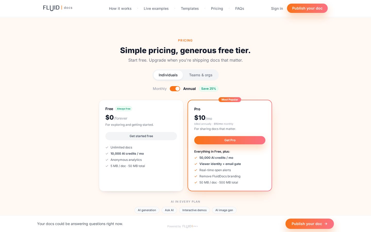 FluidDocs Deck Builder Pricing