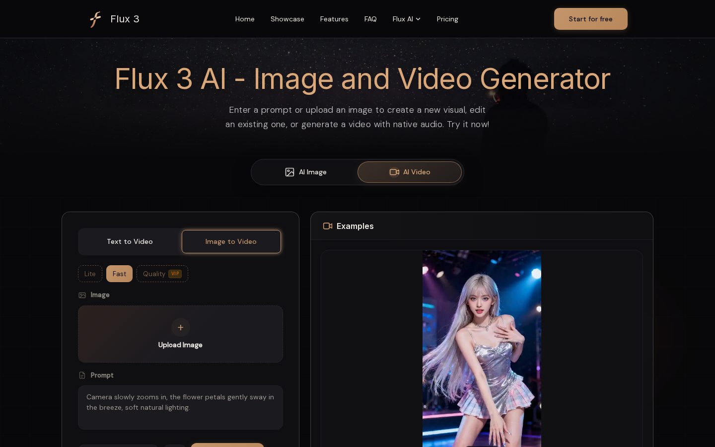 Flux 3 AI Homepage
