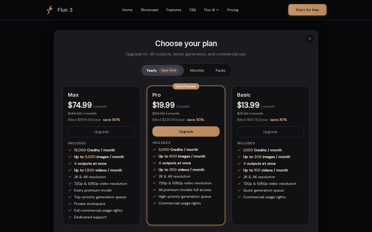 Flux 3 AI Pricing
