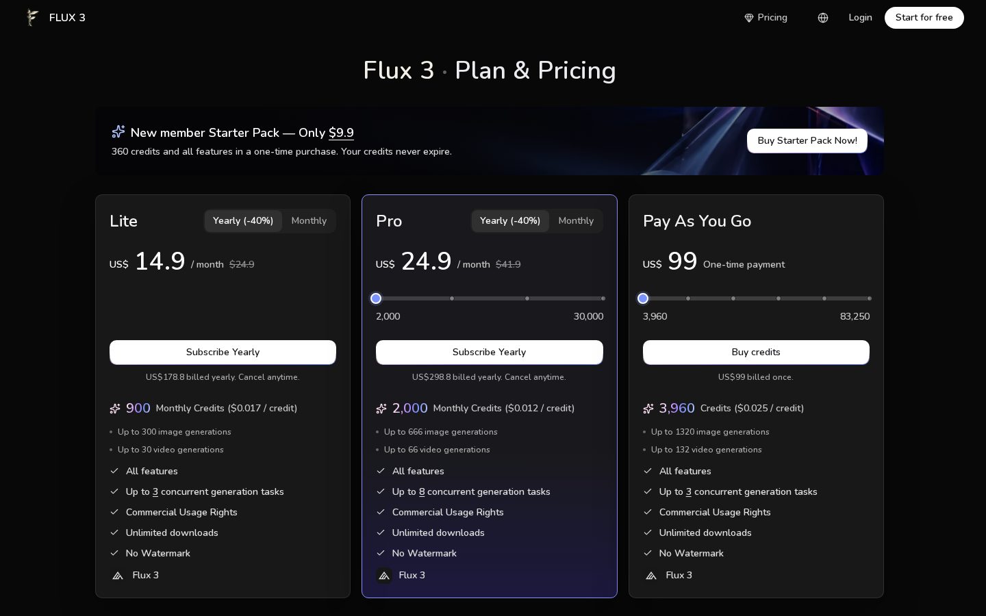 Flux 3 Pricing