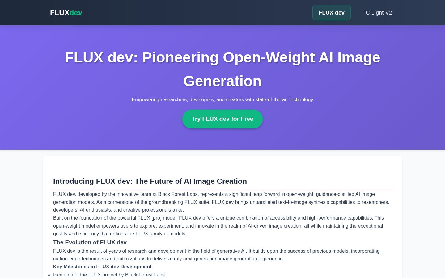 FLUX Dev Homepage
