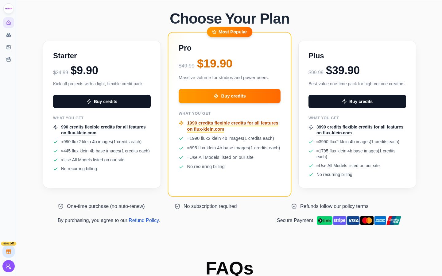 Flux Klein Pricing