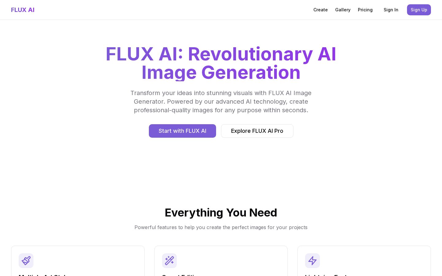 Flux.1 Pro Homepage