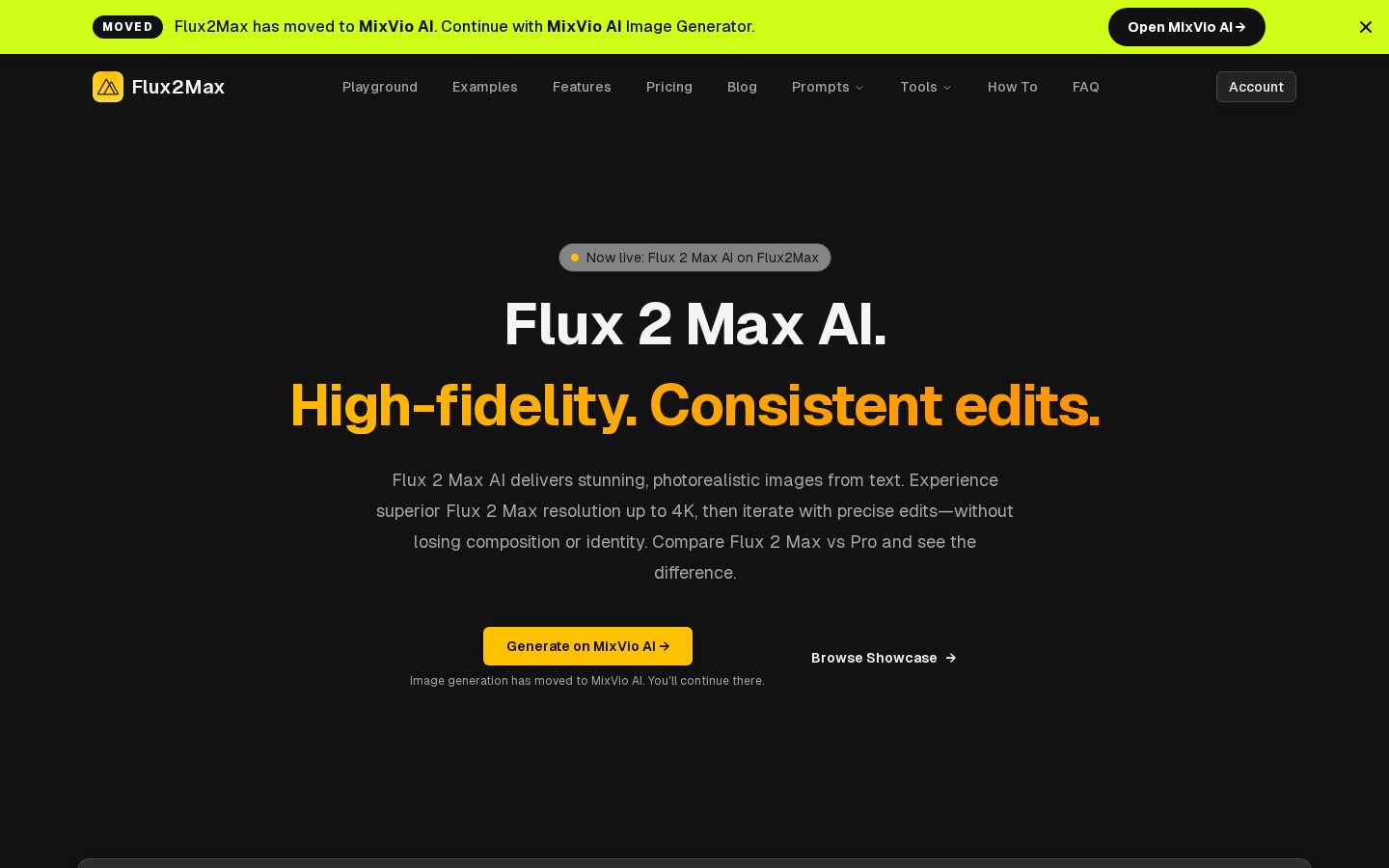 Flux2Max Image Generator & Editor Homepage