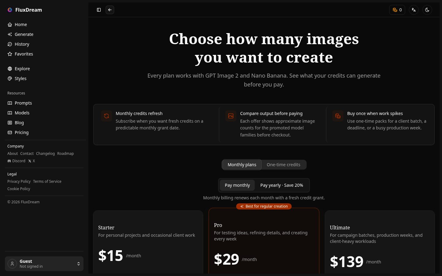 Fluxdream Pricing