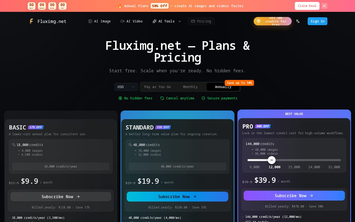 Fluximg.net FLUX 3 Image Generator Pricing