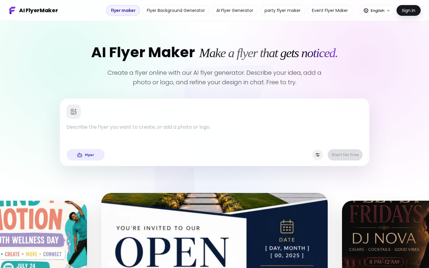 Flyer Maker AI Homepage