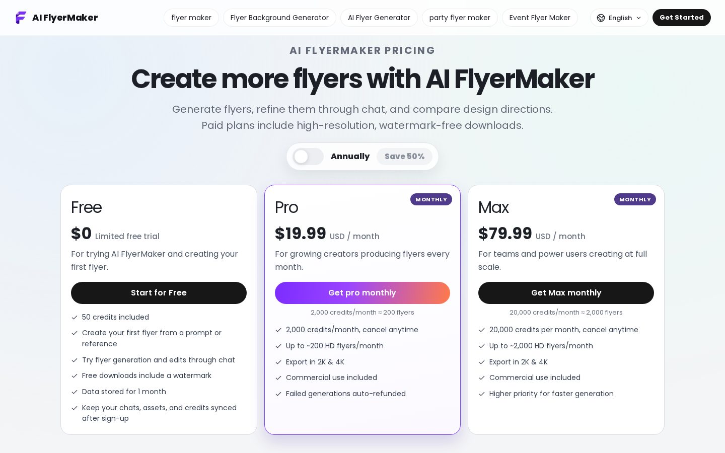 Flyer Maker AI Pricing