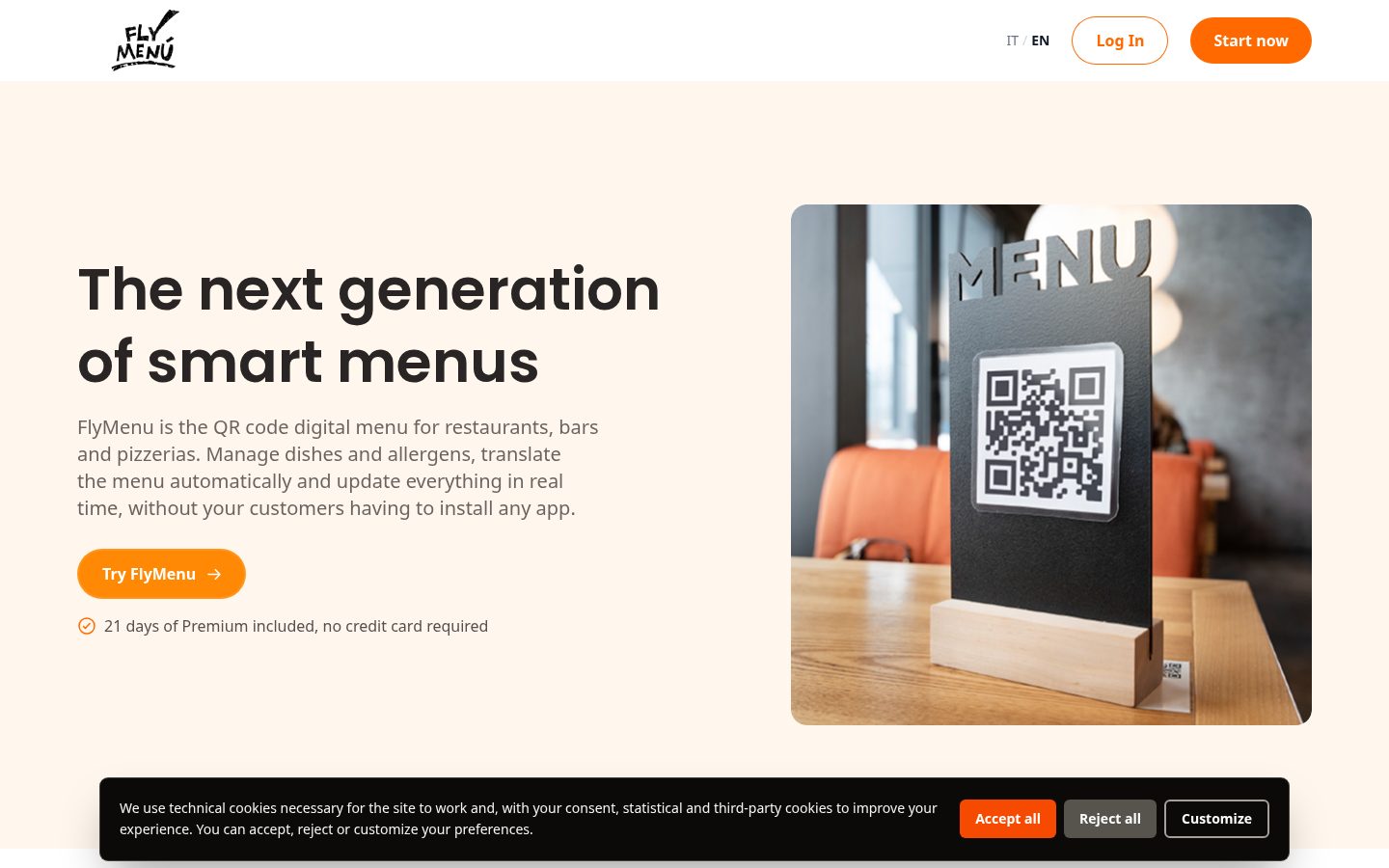 FlyMenu Homepage