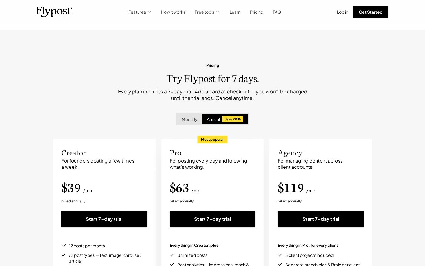 Flypost Pricing