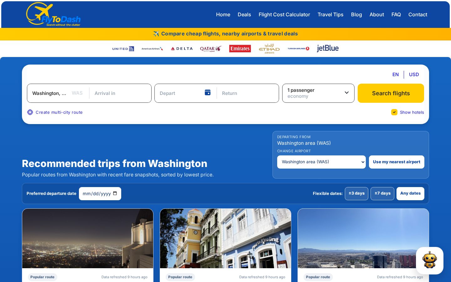 flytodash Homepage