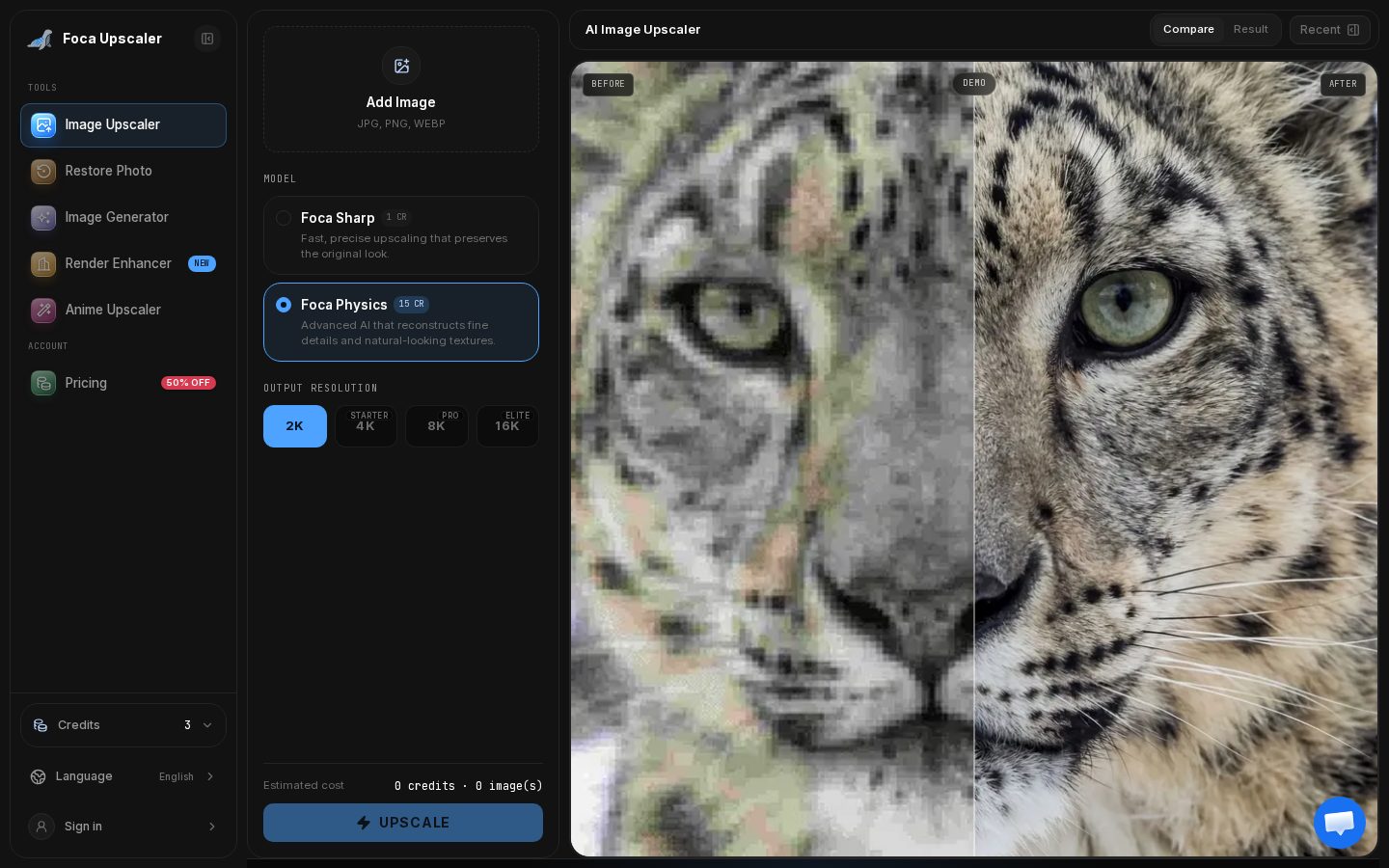 Foca Upscaler Homepage