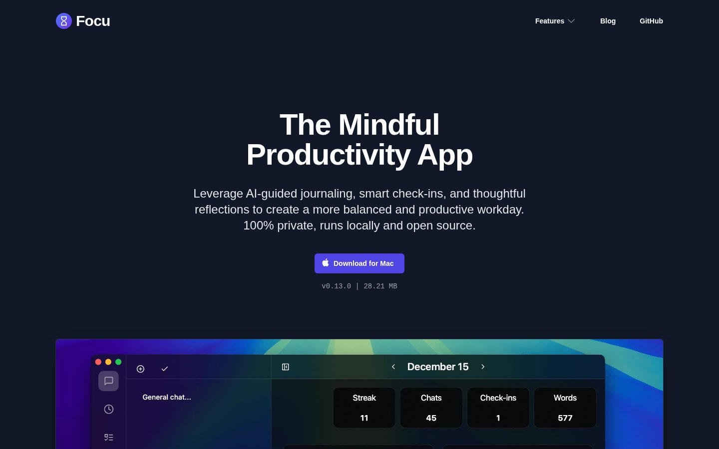 Focu App Homepage