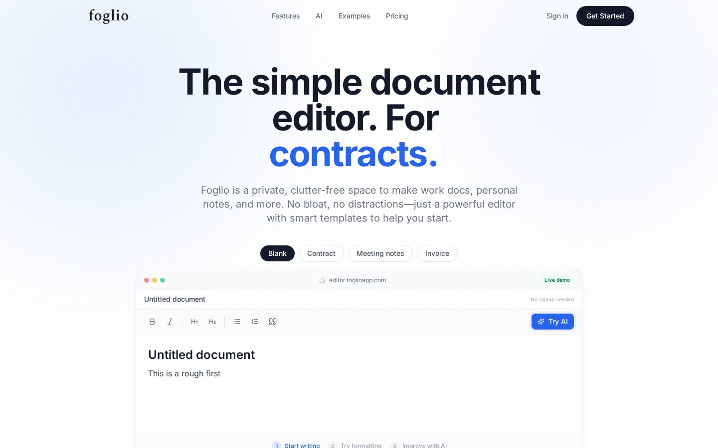 Foglio Homepage