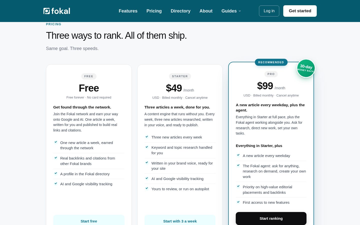 Fokal Pricing
