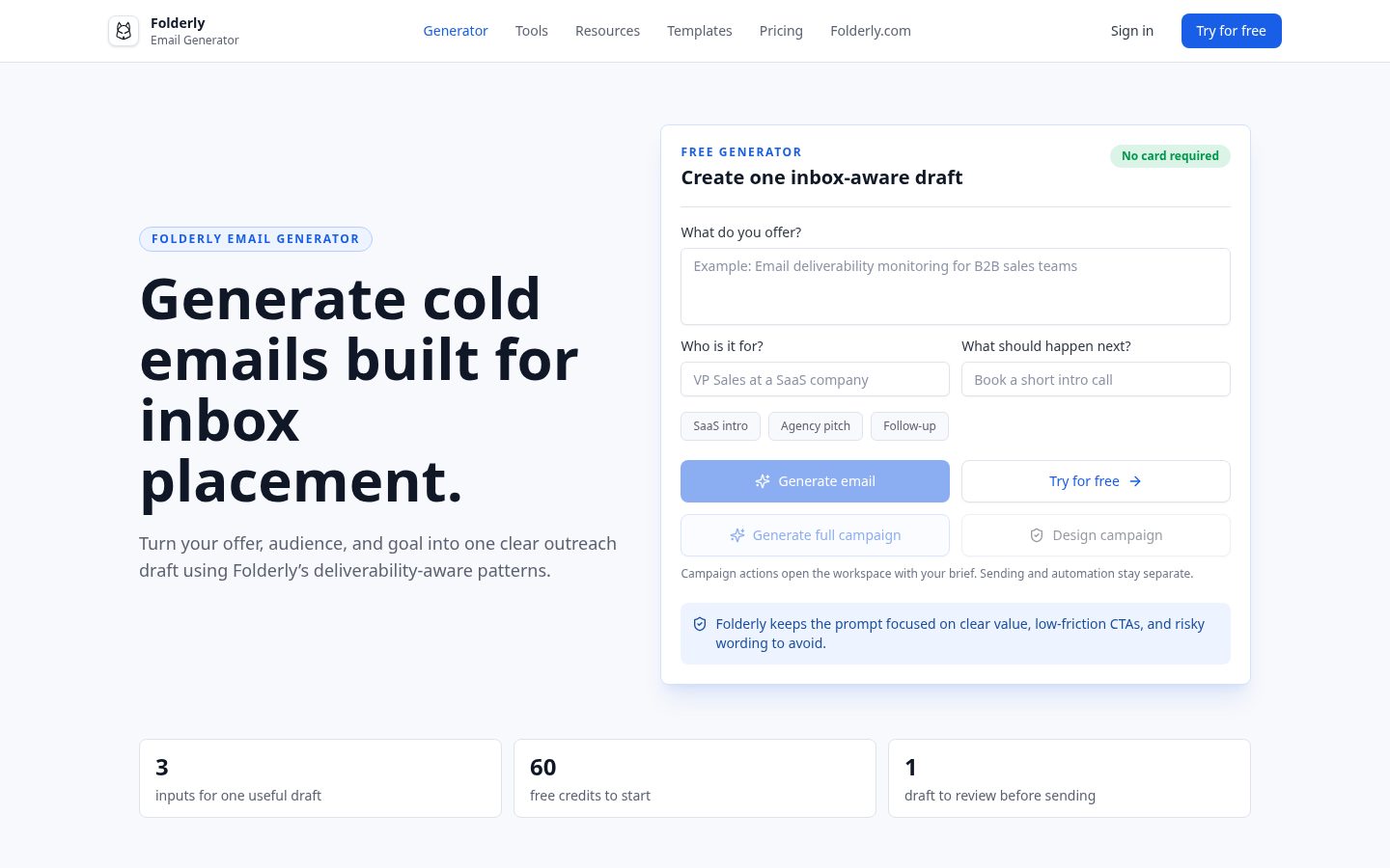 Folderly AI Homepage