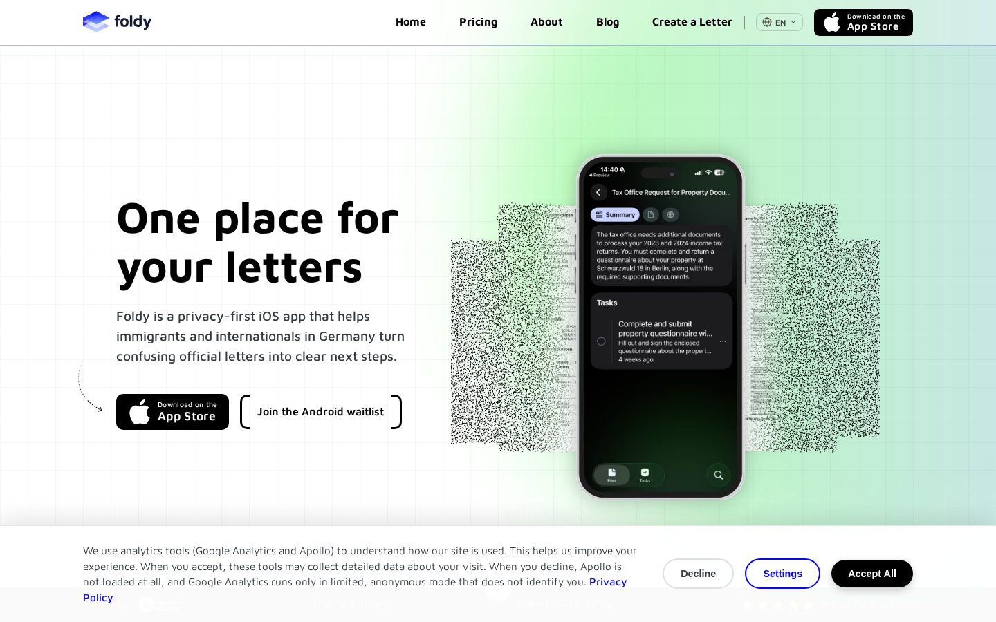 Foldy Homepage