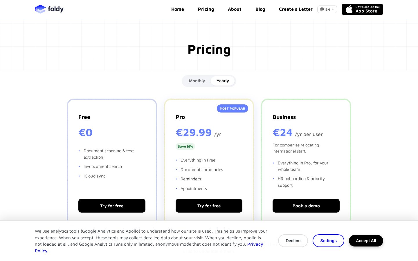 Foldy Pricing